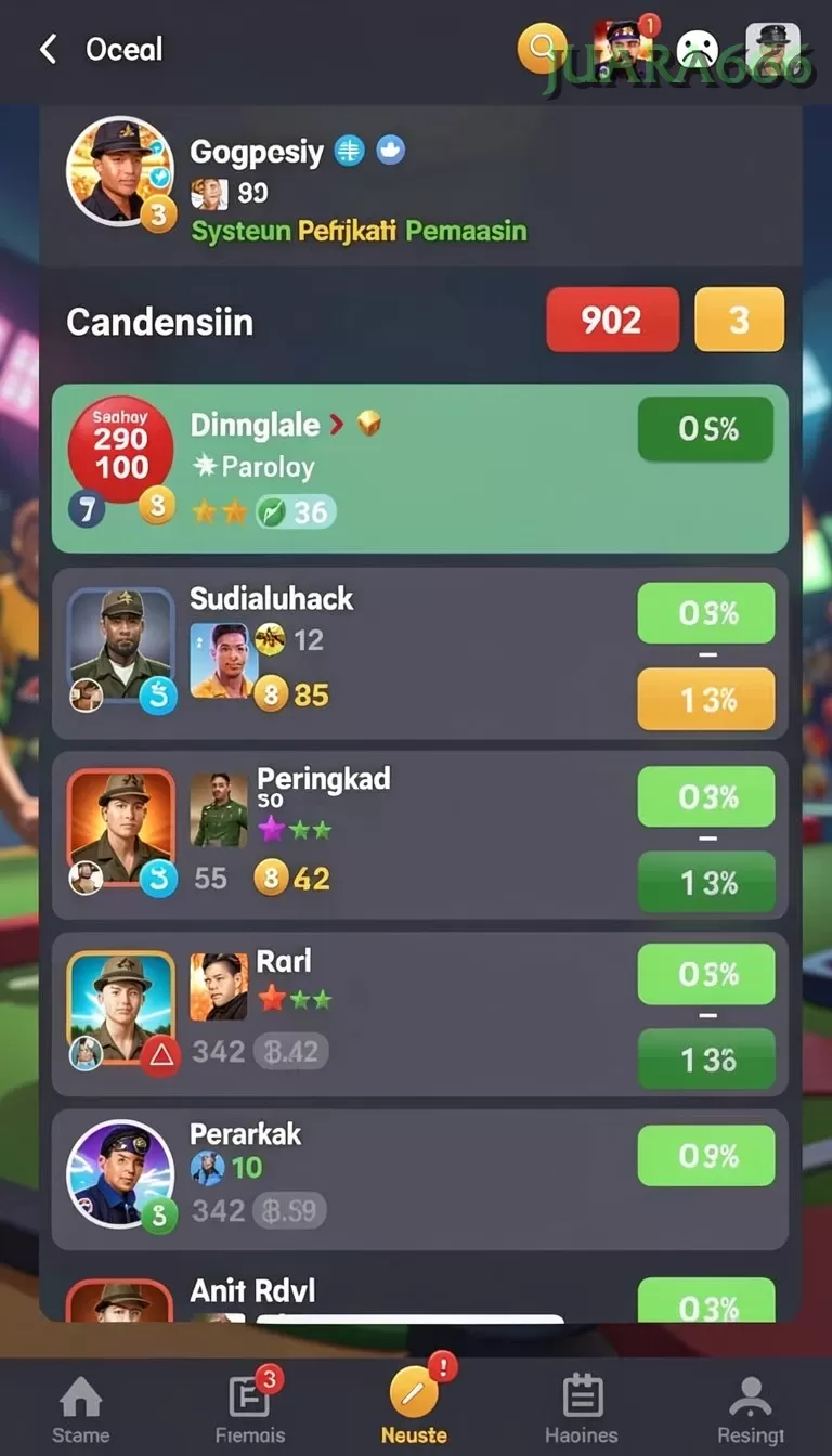 Cuplikan layar RAJAWALI55 — menu navigasi